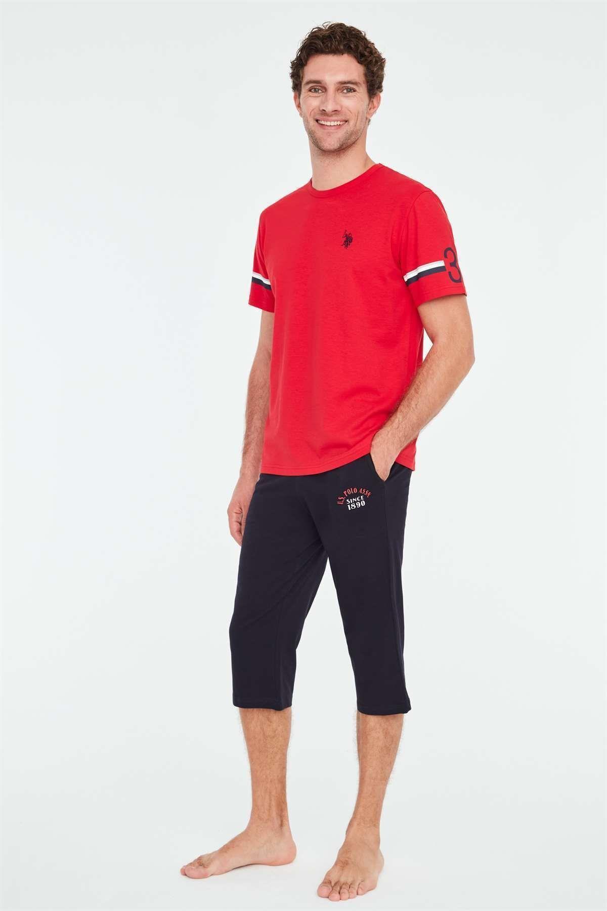U.S.Polo Erkek Kapri Pijama Takım Kırmızı Erkek Pijama Takımı U.S. Polo Assn