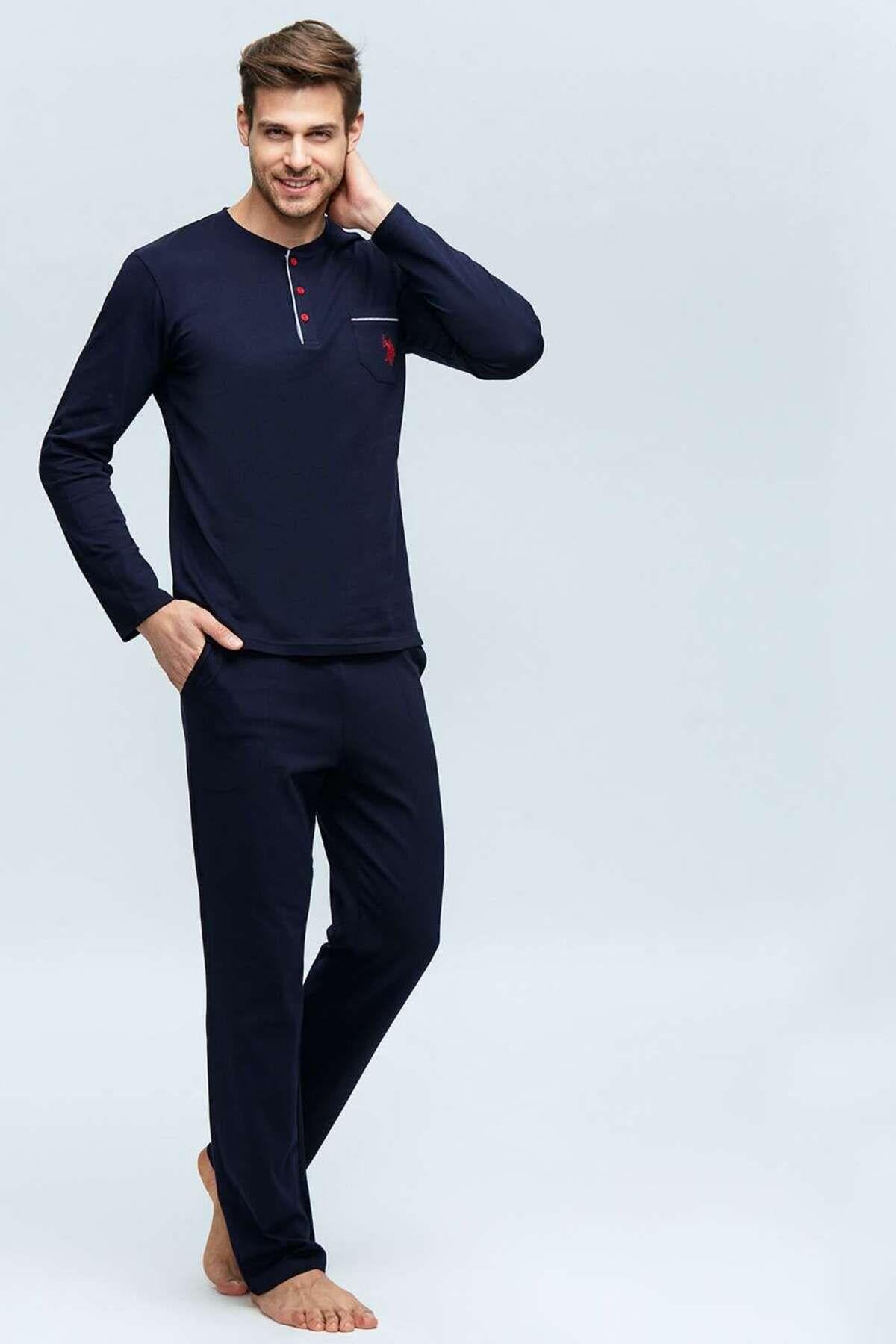 U.S.Polo Erkek Uzunkol 2'li Pijama Takım LACİVERT KONFEKSİYON U.S. Polo Assn