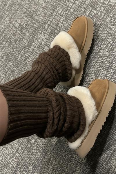 Acı Kahve %100 Akrilik Üst Kalite Triko Örgü Çorap Tozluk