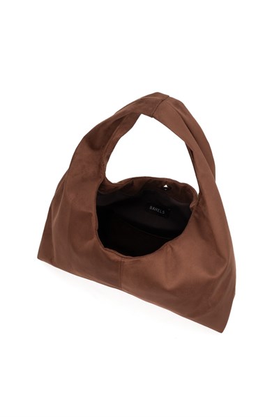 Acı Kahve Süet Kadın Shopper Omuz Çantası – Yumuşak Form Vintage Model