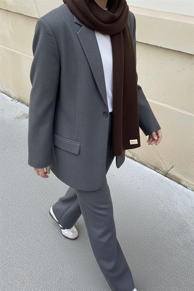 Acı Kahve Triko Örgü Atkı Şal Omuz Şalı