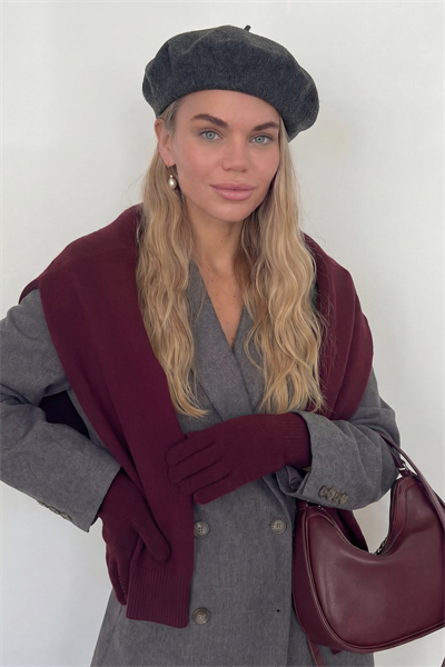 Antrasit Fransız Ressam Keçe Bere