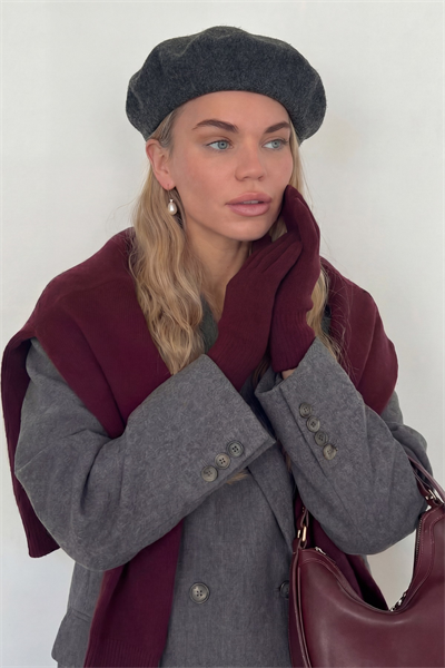 Antrasit Fransız Ressam Keçe Bere