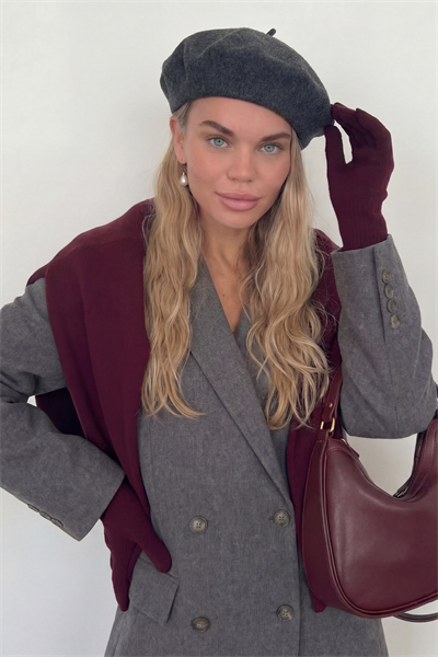 Antrasit Fransız Ressam Keçe Bere