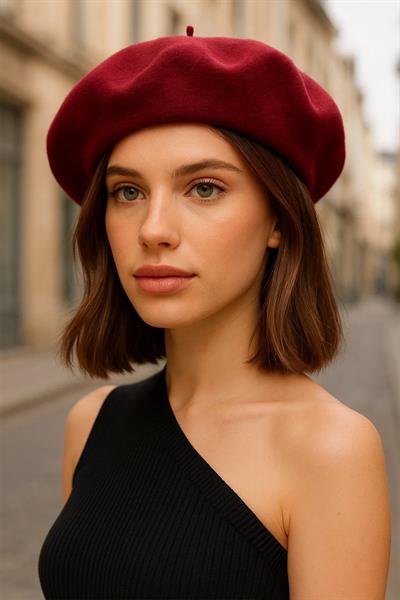 Cherry Fransız Ressam Keçe Bere