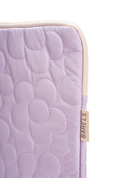 Daisy Puffy Lila Papatya Desen XL Macbook ve Tablet Uyumlu Portföy Çanta