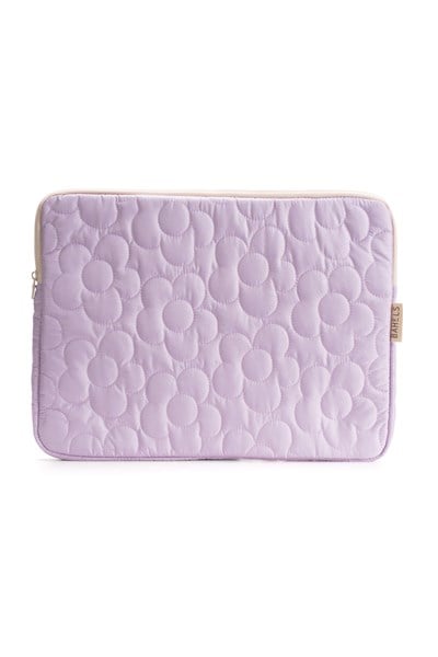 Daisy Puffy Lila Papatya Desen XL Macbook ve Tablet Uyumlu Portföy Çanta