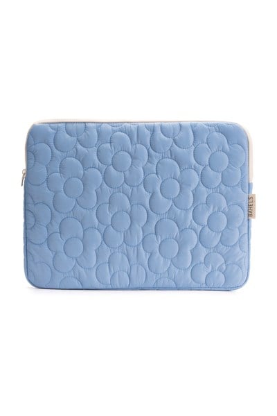 Daisy Puffy Mavi Papatya Desen XL Macbook ve Tablet Uyumlu Portföy Çanta