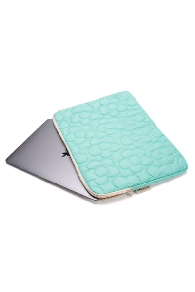 Daisy Puffy Mint Papatya Desen XL Macbook ve Tablet Uyumlu Portföy Çanta