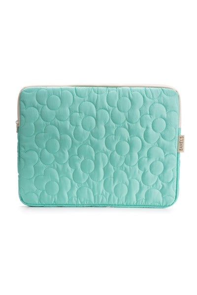 Daisy Puffy Mint Papatya Desen XL Macbook ve Tablet Uyumlu Portföy Çanta