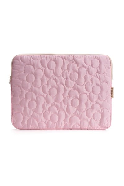 Daisy Puffy Pembe Papatya Desen XL Macbook ve Tablet Uyumlu Portföy Çanta