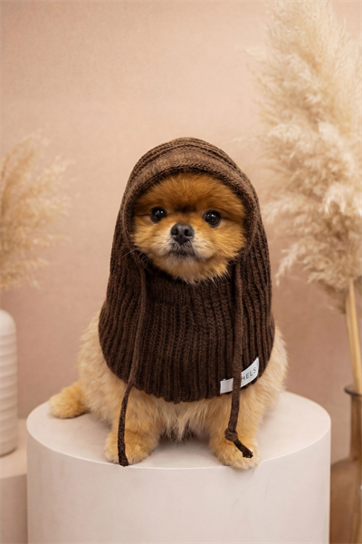 Dog Acı Kahve Triko Örgü Balaclava Bere Şapka
