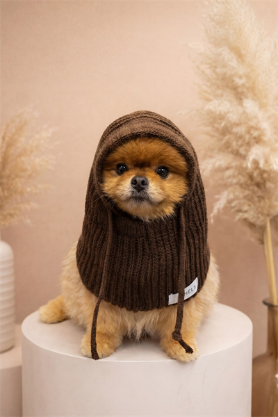 Dog Acı Kahve Triko Örgü Balaclava Bere Şapka