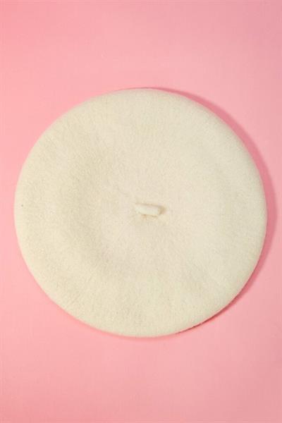 Ekru Fransız Ressam Keçe Bere Şapka