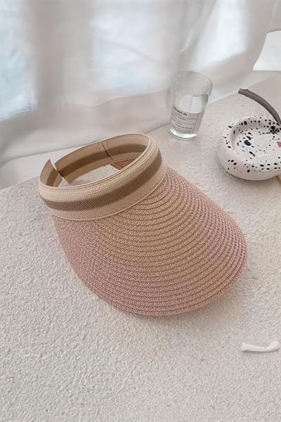 Hasır Lüx İthal Pudra Pembe Vizör Şapka Sperlik