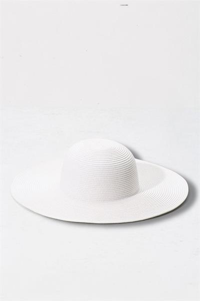 İthal Beyaz Ayarlanabilinir Geniş Hasır Şapka