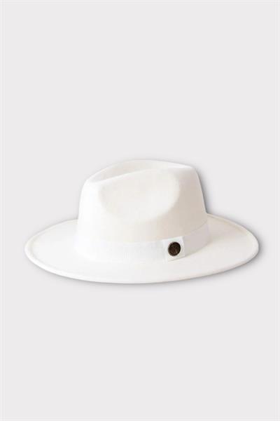 İthal Beyaz Fötr Şapka Sert Kovboy Panama Şapka - Ayarlanabilinir