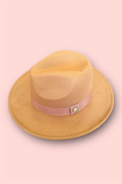 İthal Camel Fötr Şapka Sert Kovboy Panama Şapka - Ayarlanabilinir