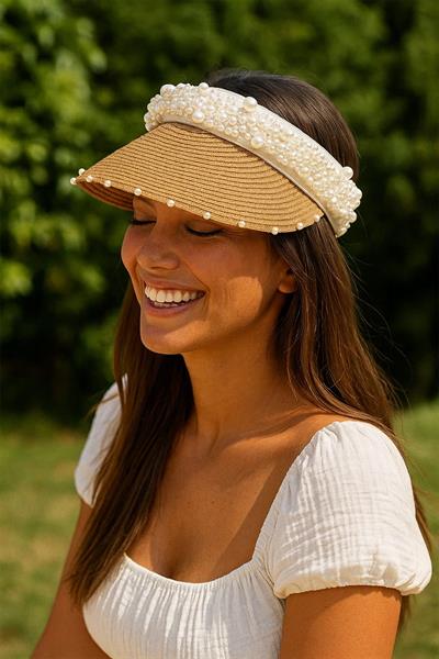 İthal Camel İncili Hasır Vizör Şapka Sperlik