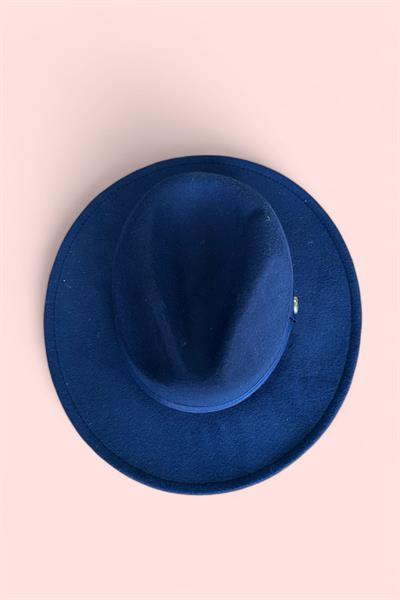 İthal Lacivert Fötr Şapka Sert Kovboy Panama Şapka - Ayarlanabilinir