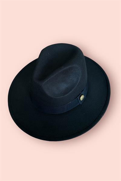 İthal Siyah Fötr Şapka Sert Kovboy Panama Şapka - Ayarlanabilinir