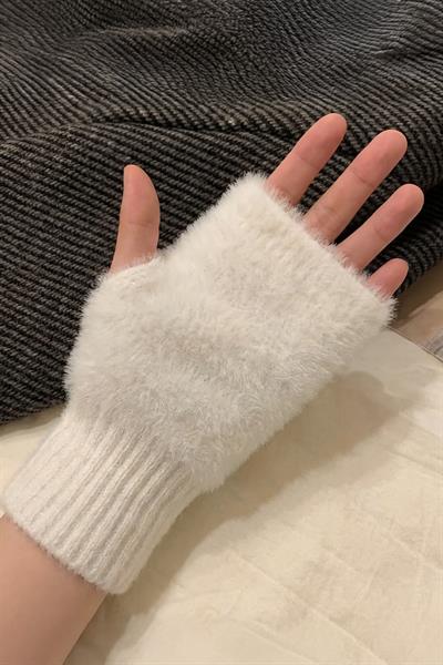 Kadın 1 Çift Kışlık Parmaksız Termal Esnek Peluş Eldiven