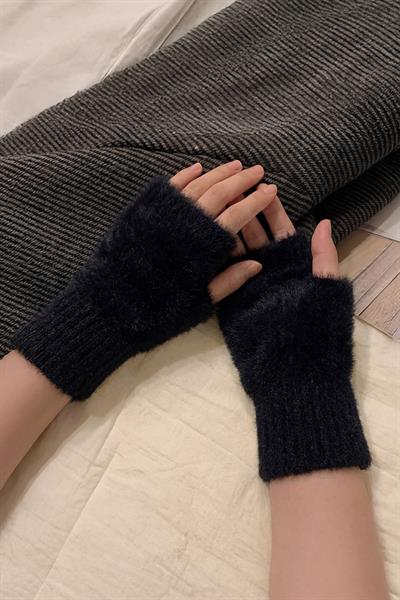 Kadın 1 Çift Kışlık Parmaksız Termal Esnek Peluş Eldiven