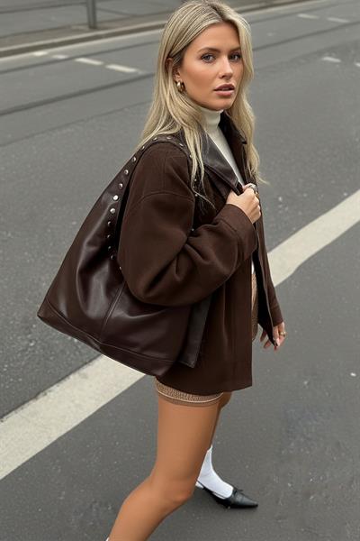 Kadın Acı Kahve Rabel Zımba El Ve Omuz Çantası