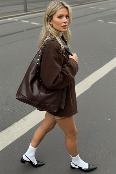 Kadın Acı Kahve Rabel Zımba El Ve Omuz Çantası