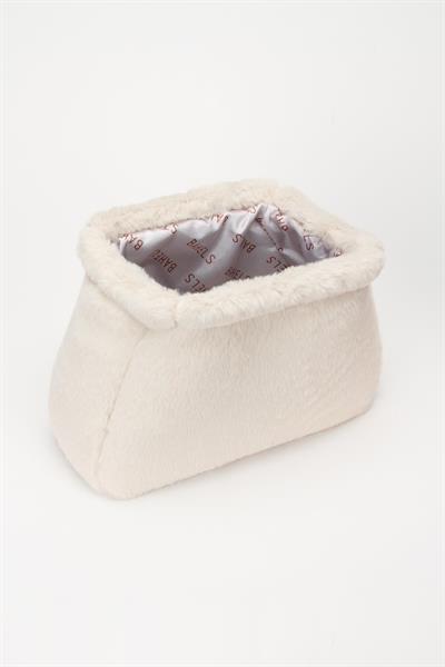 Kadın Bej Yumuşak Peluş Clutch Portföy Çanta