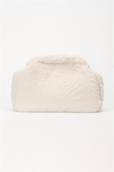 Kadın Bej Yumuşak Peluş Clutch Portföy Çanta