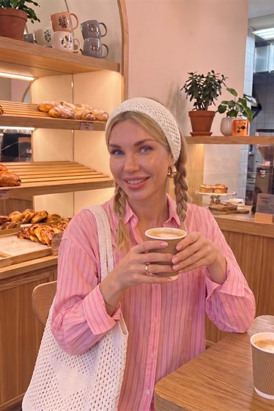 Kadın Ekru File Model Örgü Bandana, Saç Bandı