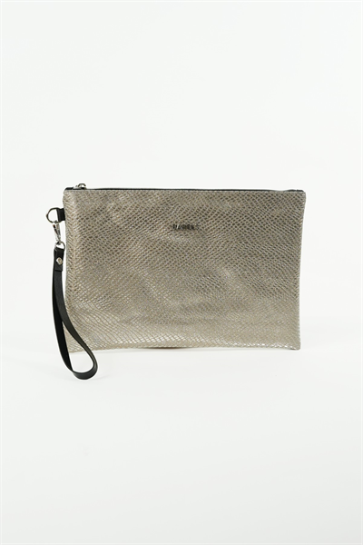 Kadın Gold Parlak Yılan Desen Portföy Clutch Çanta