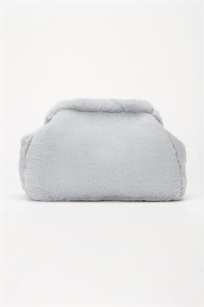Kadın Gri Yumuşak Peluş Clutch Portföy Çanta