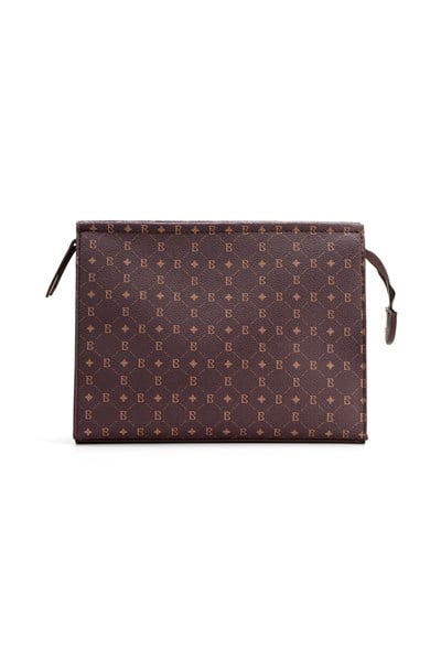 Kadın Kahve Bahels Monogram Portföy Clutch Çanta