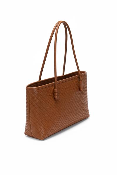 Kadın Loven Uzun Tote Çanta Taba Örgülü