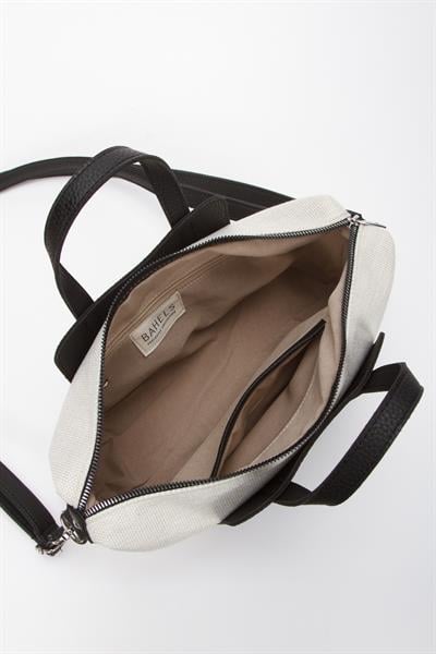 Kadın Marron Elegance Siyah Kanvas Deri Omuz ve El Çantası