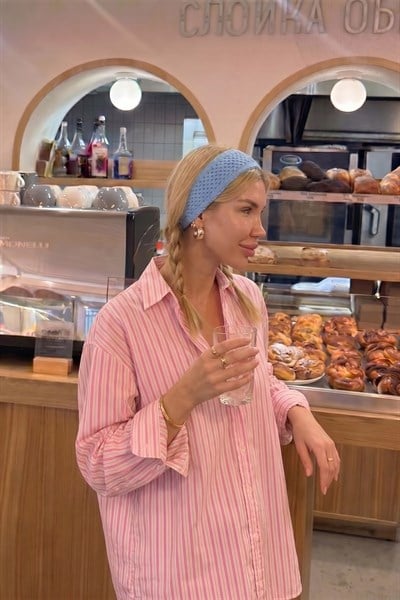 Kadın Mavi File Model Örgü Bandana, Saç Bandı