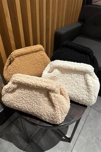 Kadın Peluş Teddy Clutch Portföy Çanta