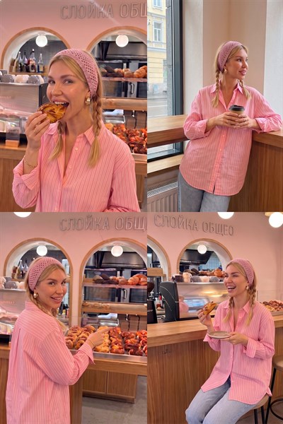 Kadın Pembe File Model Örgü Bandana, Saç Bandı