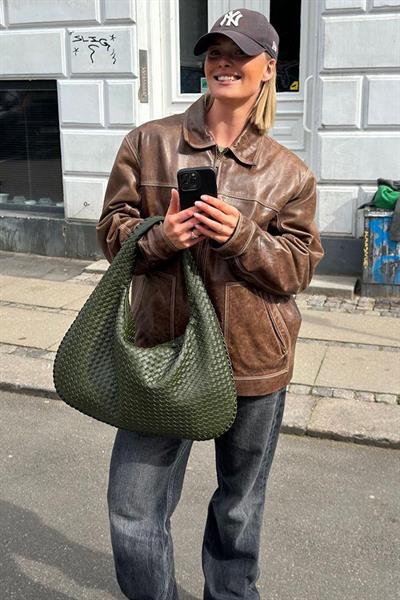 Kadın Retro XL Yeşil Omuz Çantası