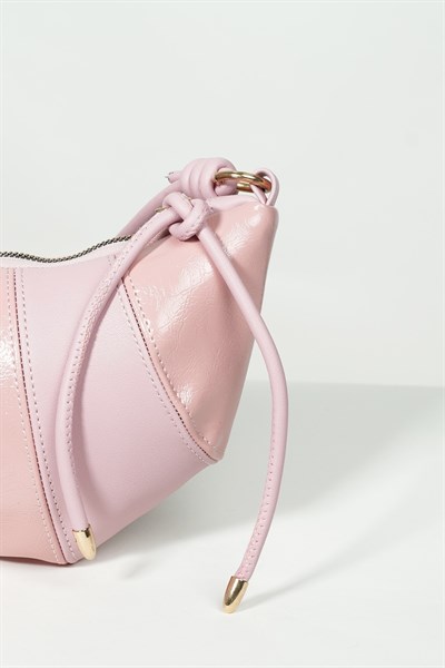 Kadın Rugan Pinkly Kruvasan Omuz Çantası