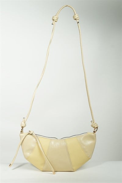 Kadın Rugan Sarı Kruvasan Omuz Çantası