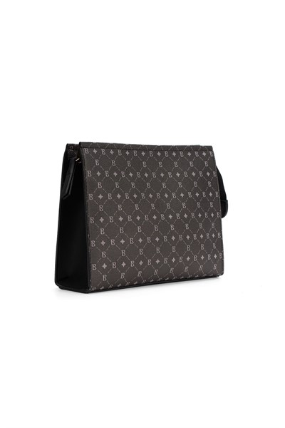 Kadın Siyah Bahels Monogram Portföy Clutch Çanta