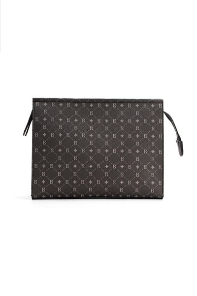 Kadın Siyah Bahels Monogram Portföy Clutch Çanta