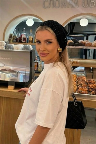 Kadın Siyah File Model Bandana, Örgü Bandana