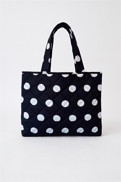 Kadın Siyah Puantiye Shopper Tote Bag