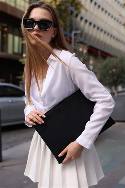 Kadın Siyah Süet Portföy & Clutch Çanta