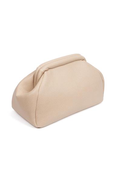 Kadın Trend Bej Deri Clutch Portföy Çanta