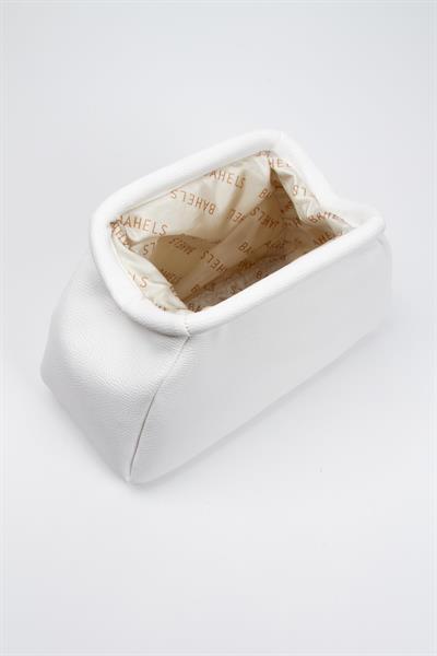 Kadın Trend Beyaz Deri Clutch Portföy Çanta